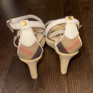 Burberry Women's Beige and Brown Strappy Heels